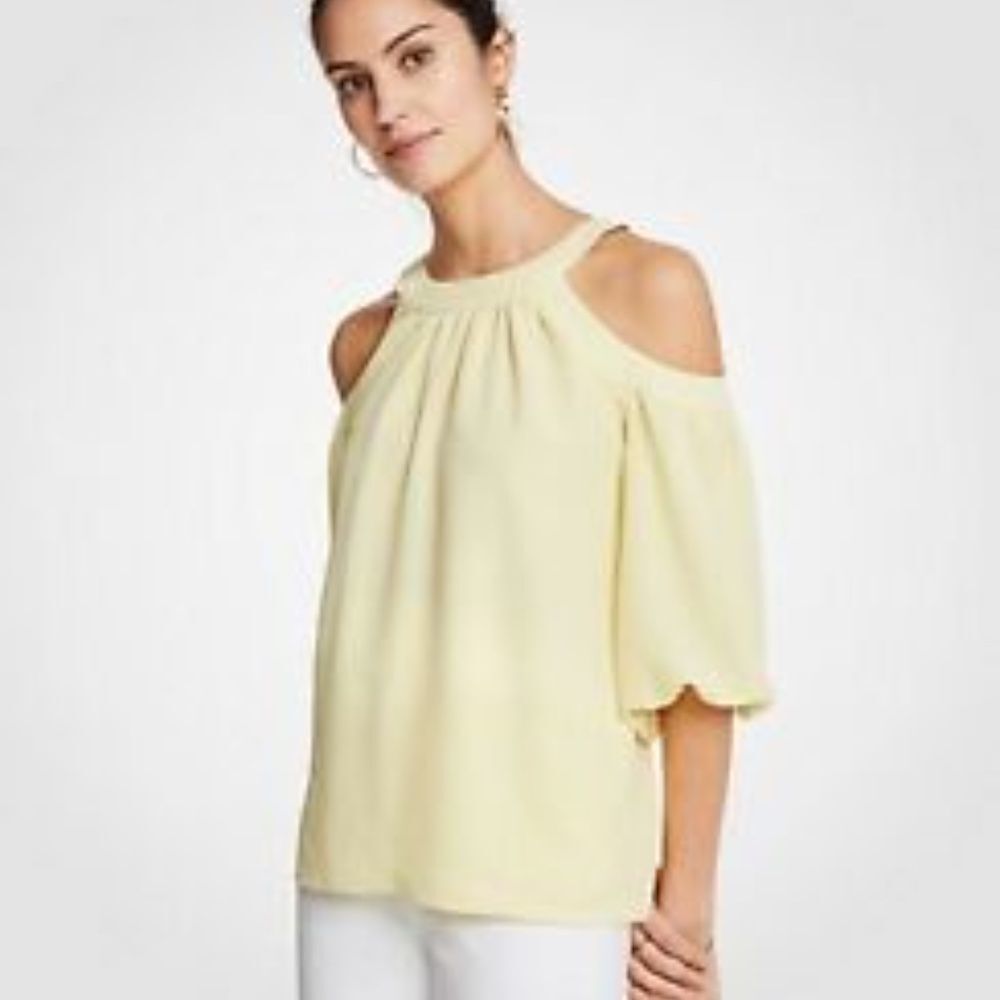 NWT Ann Taylor Cold Shoulder Tie Back Blouse